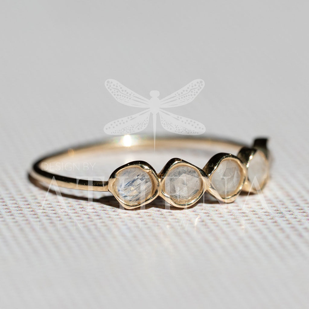 Moonstone Band Ring in 14K Yellow Gold