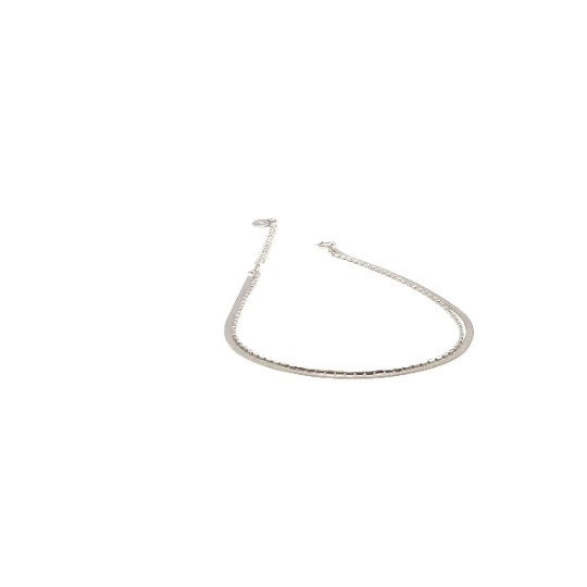 Herringbone Anklet — Platinum-Plated Sterling Silver