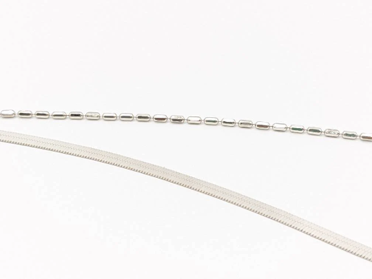 Herringbone Anklet — Platinum-Plated Sterling Silver