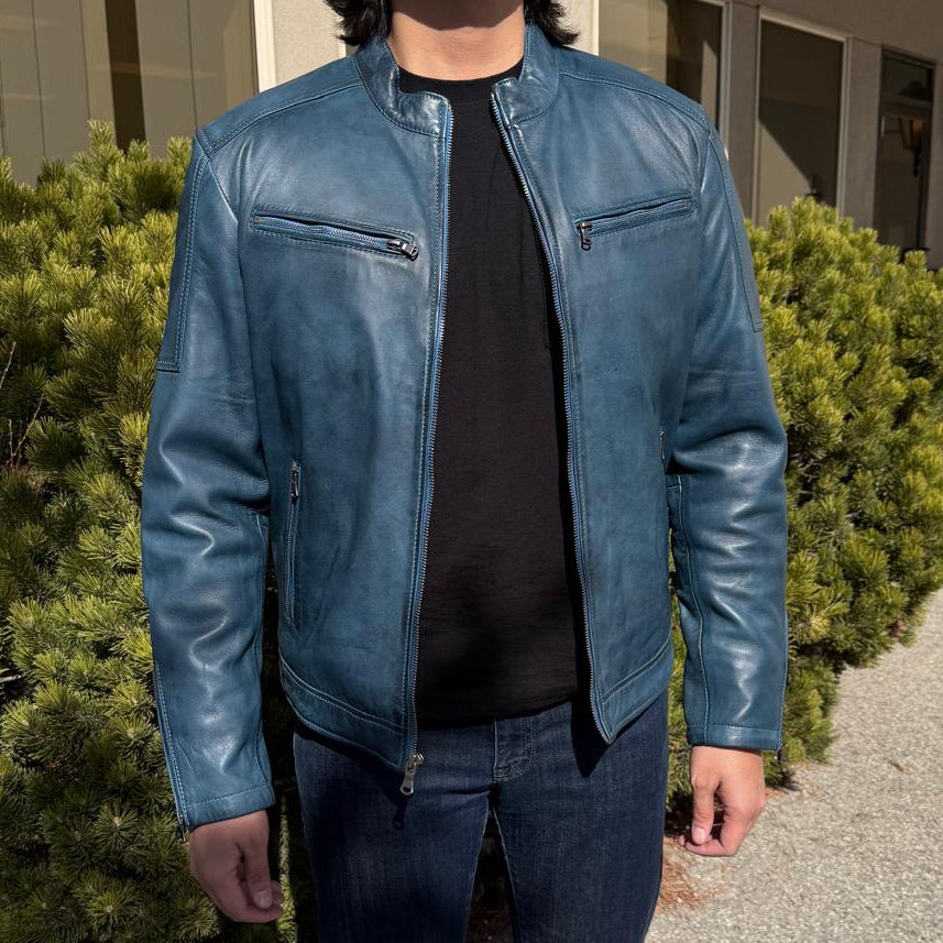 BOL Men's Waxed Sheep Prime Leather Jacket