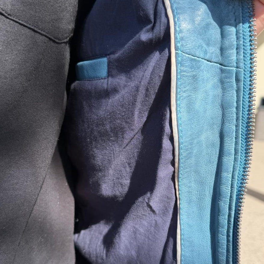Men’s Sheep Leather Jacket. Classic Stand Collar with 2 Pockets