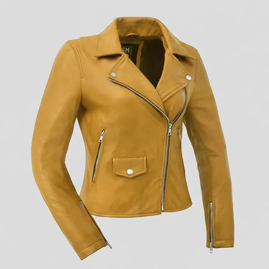 Women’s Lightweight Leather Fashion Jacket | Soft Naked Cowhide Casual Moto Style