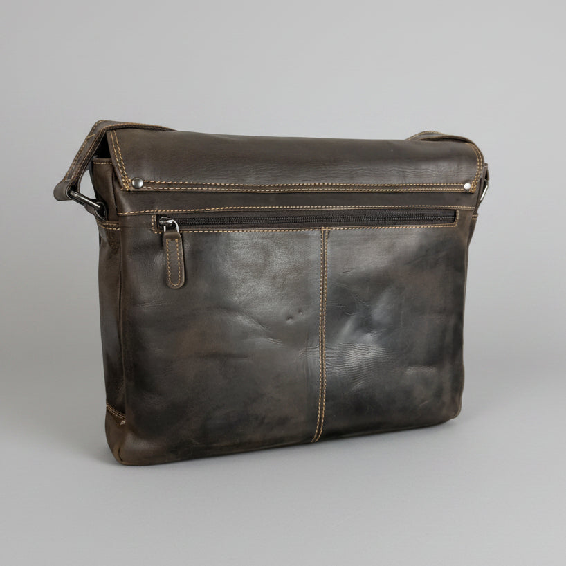 Greenwood Leather Laptop Bag. Premium Waxed Full-Grain Leather Briefcase for 16" Laptops