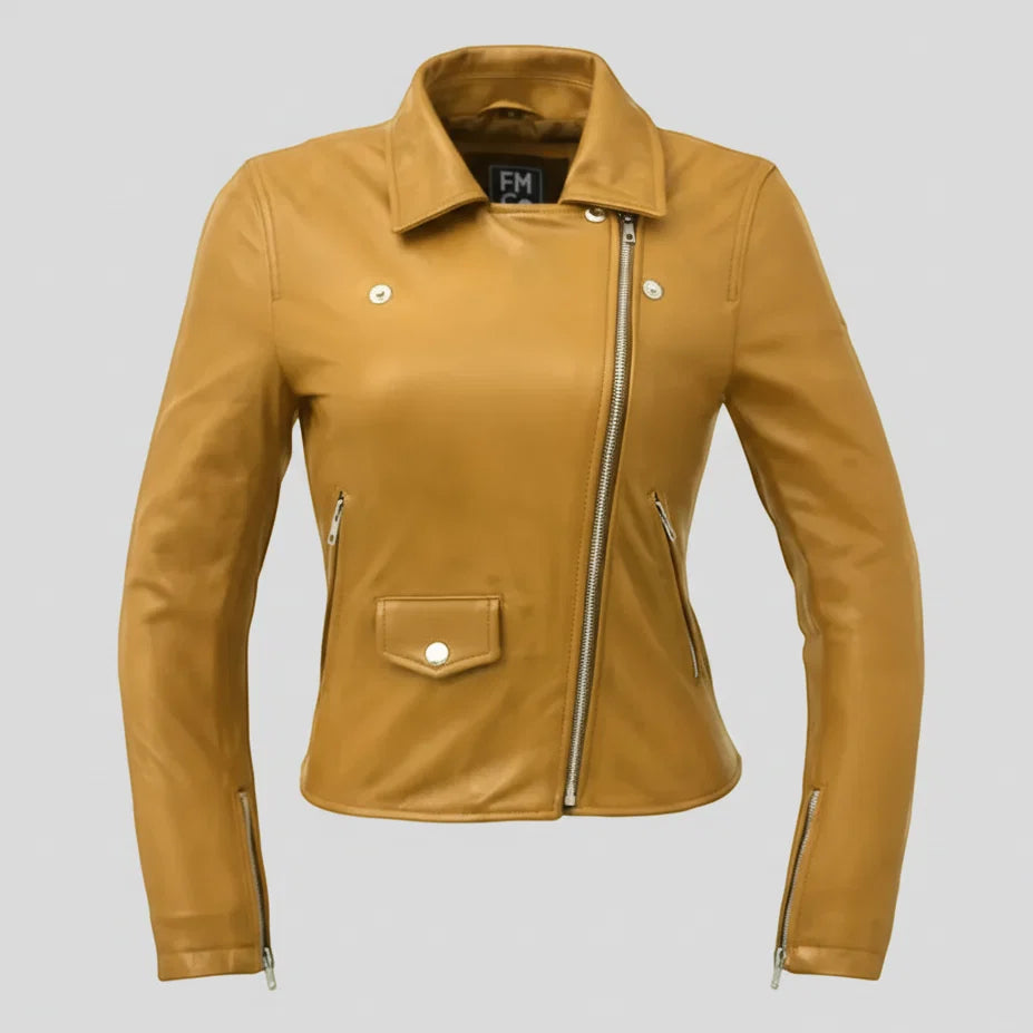 Women’s Lightweight Leather Fashion Jacket | Soft Naked Cowhide Casual Moto Style