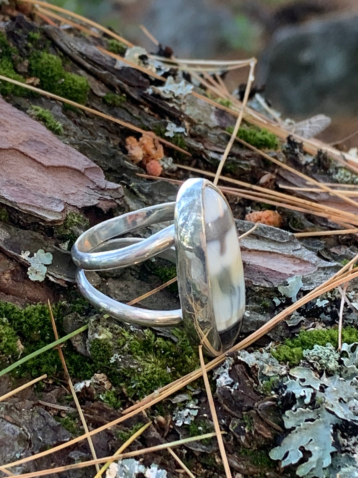 Selene’s Haze Ring – One-of-a-Kind Blue Opal in Sterling Silver