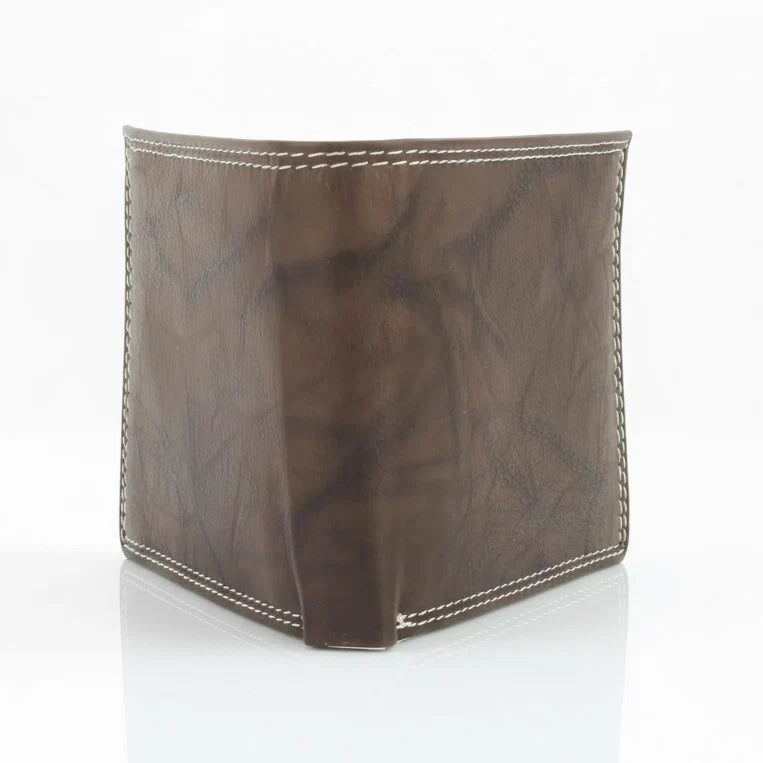 Men's Oil Pull Up Top Flap Bifold Wallet