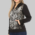 Women's Zip Up Hoodie with Angel Wings Print