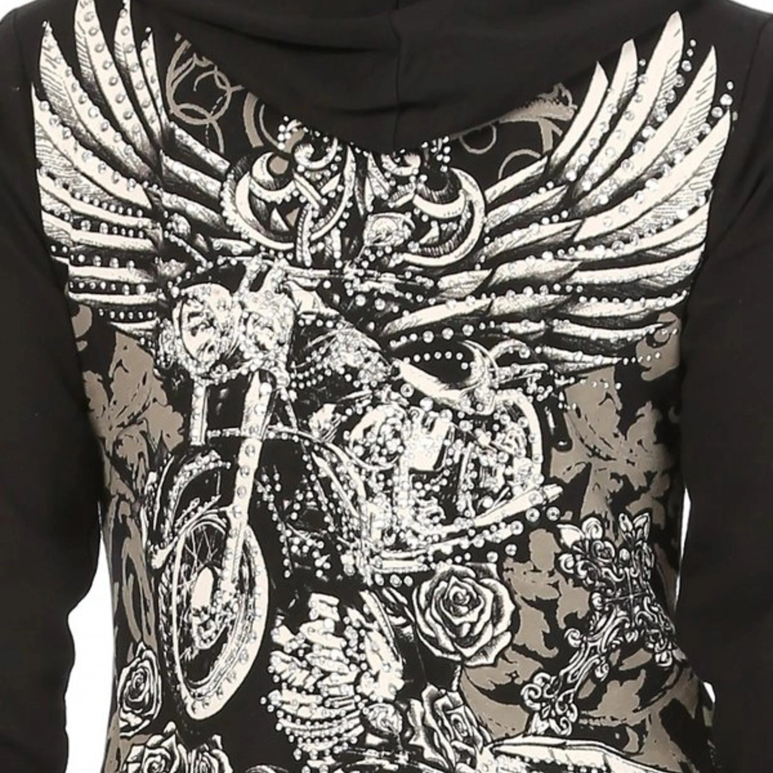 Women's Zip Up Hoodie with Angel Wings Print