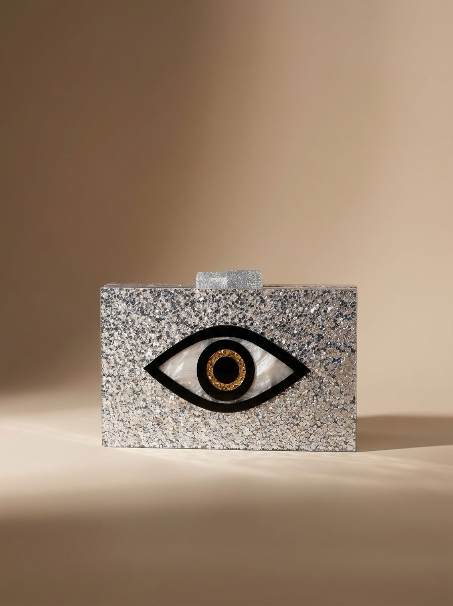 Silver Evil Eye Clutch