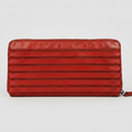 MET Women’s Leather Zip Around Wallet. Striped Textured Long Wallet