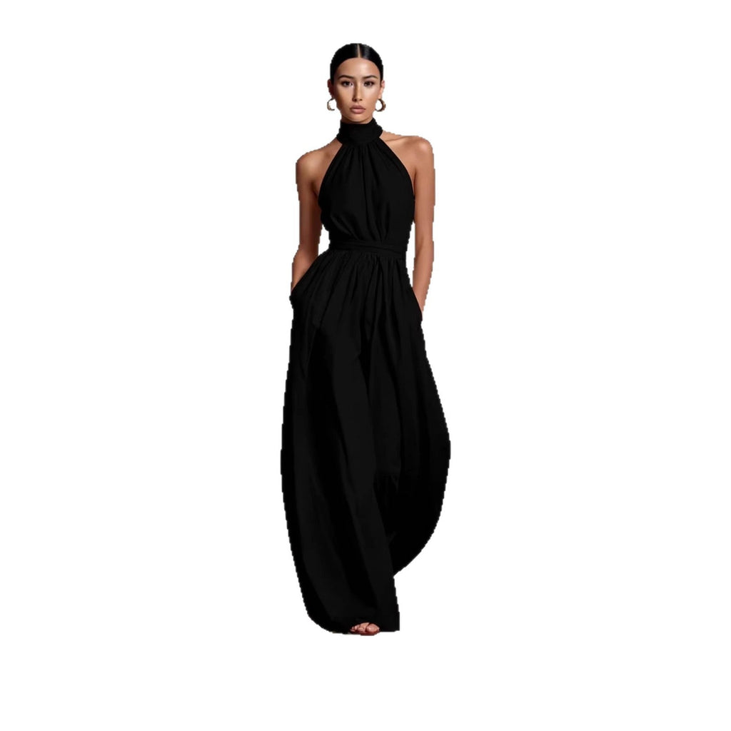 Fashionable And Elegant Belted Pleated Jumpsuit With A Cinched Waist
