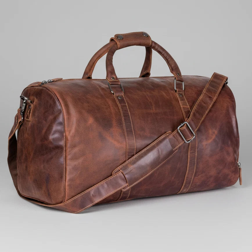 Greenwood Leather Overnight Travel Duffle Bag. Premium Weekender & Gym Companion