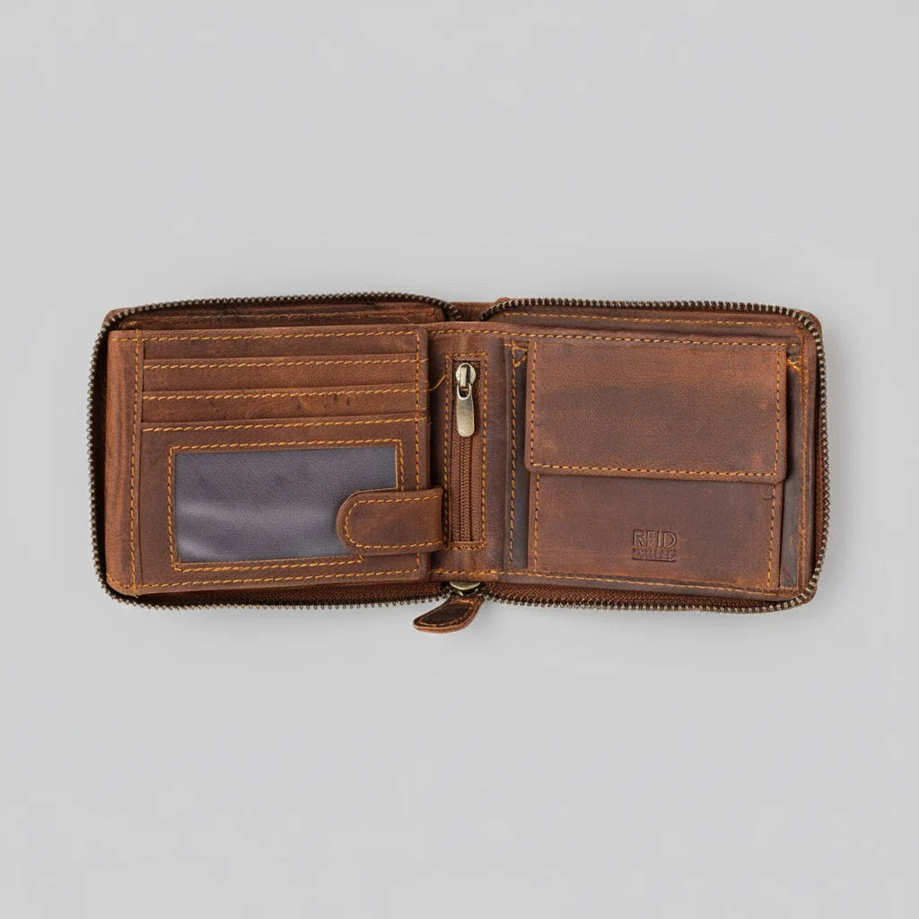 Greenwood Men's RFID Zip Around Wallet