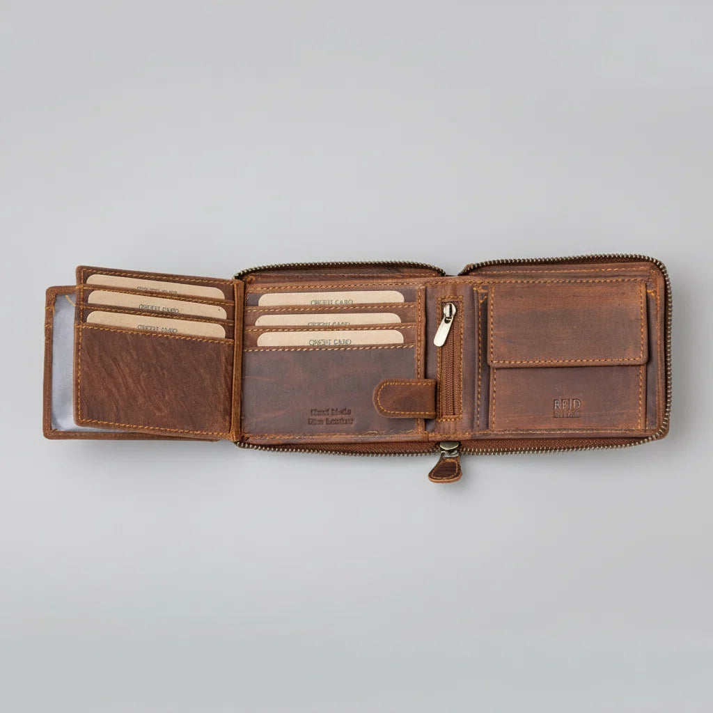 Greenwood Men's RFID Zip Around Wallet