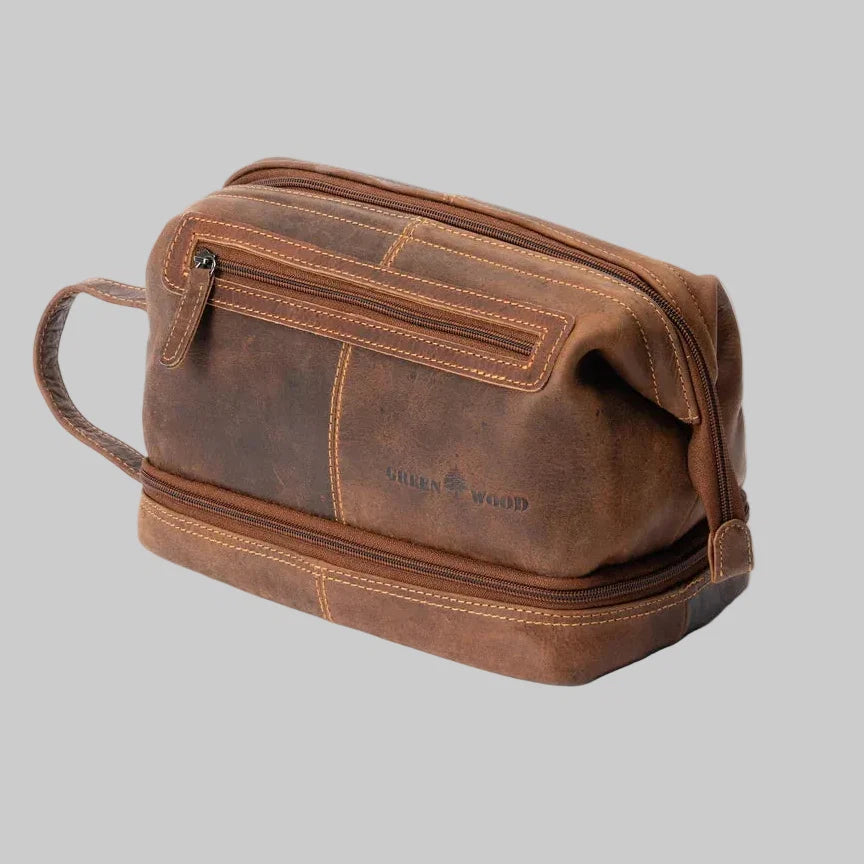 Greenwood Leather Travel Toiletry Bag