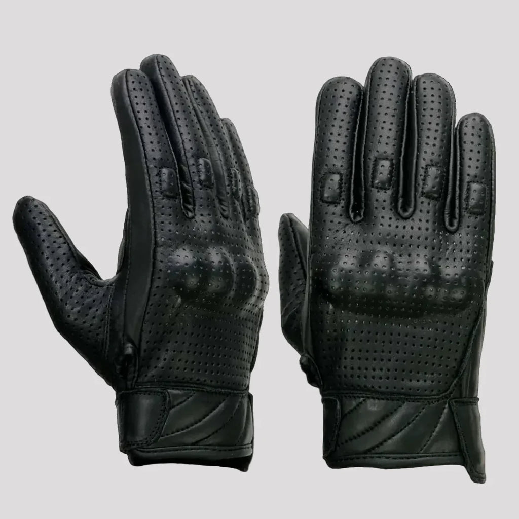 Open Road Men's Perforated Armored Leather Motorcycle Gloves
