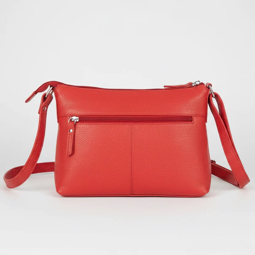 Greenwood Leather Multi-Pocket Crossbody Bag. Premium Pebbled Leather Handbag