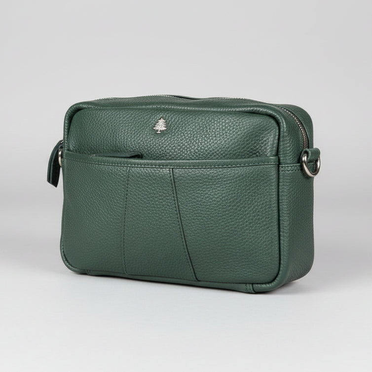 Greenwood Leather Mini Crossbody Bag. Premium Full-Grain Pebbled Leather Handbag