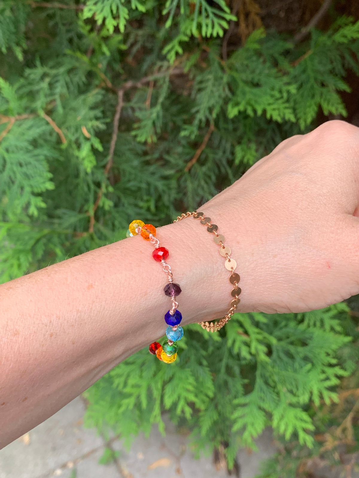 Chakra Bracelet in Sterling Silver — Handmade Glass Bead Energy Jewelry