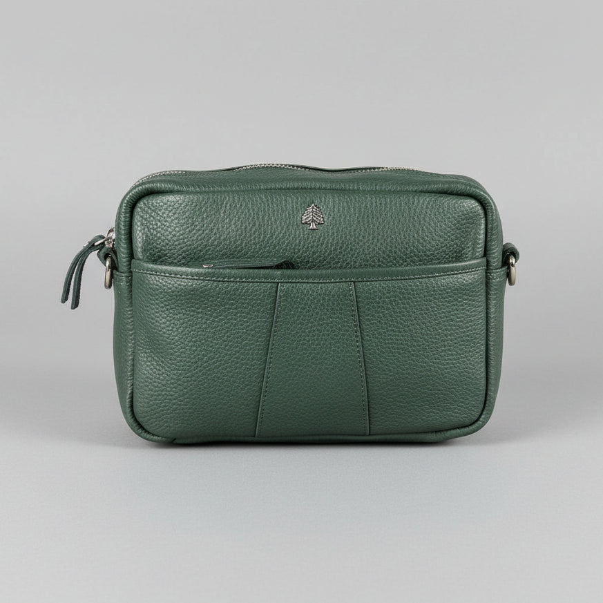 Greenwood Leather Mini Crossbody Bag. Premium Full-Grain Pebbled Leather Handbag
