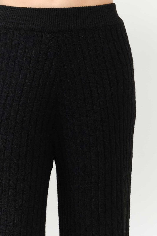 Cable Knit Wide Leg Sweater Pants