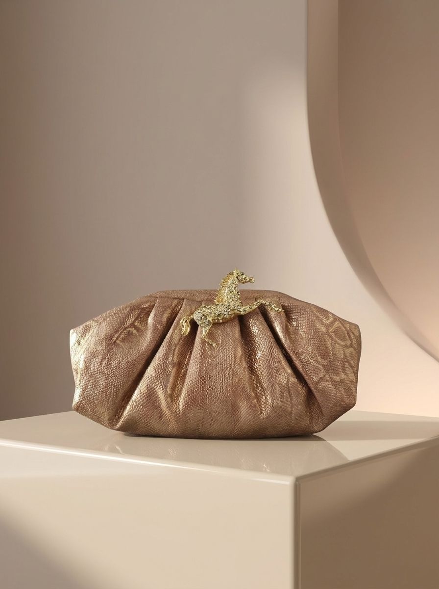 Rose Bronze Stallion Cloud Clutch