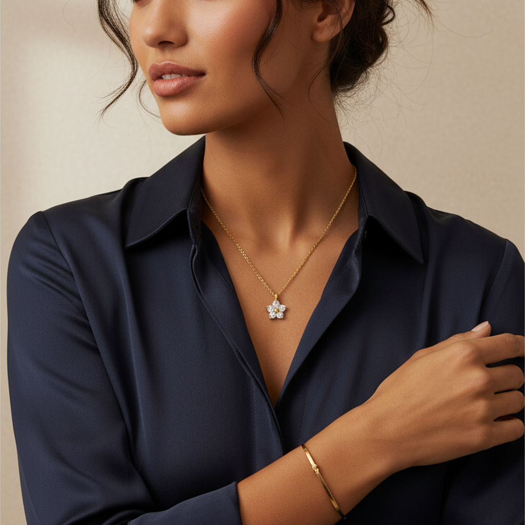 Zircon Blossom Pendant Necklace
