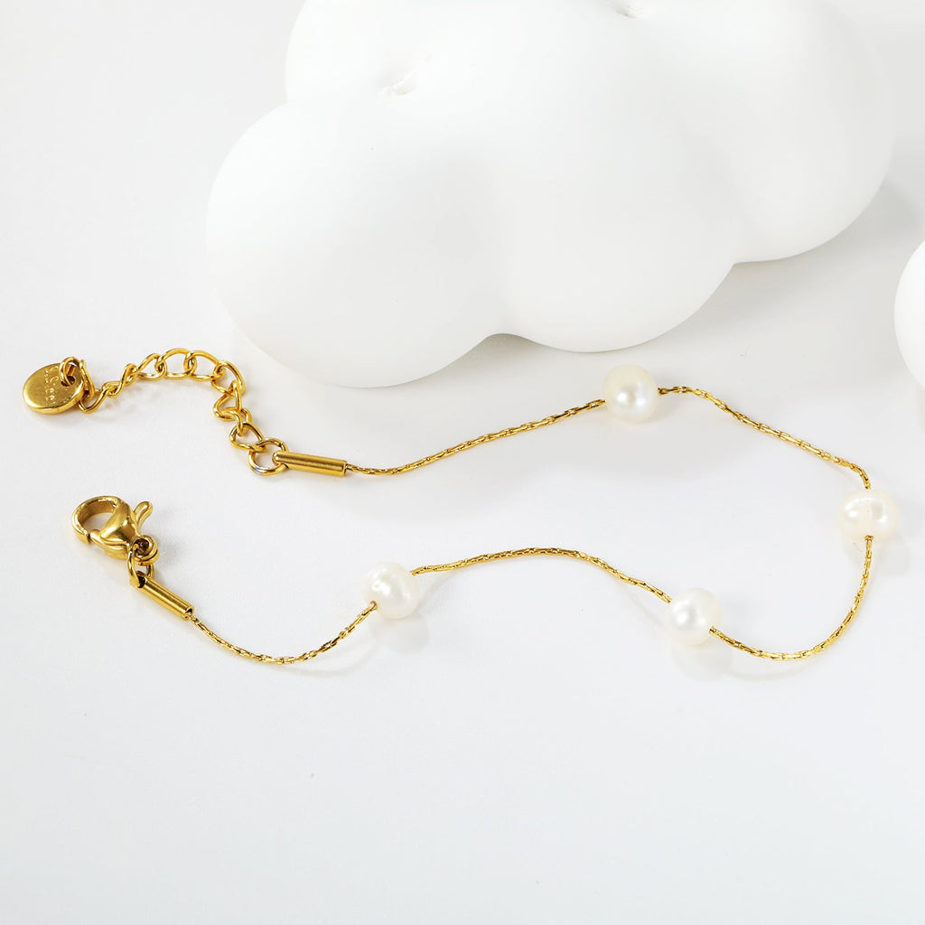 Golden Freshwater Pearl Bracelet Set