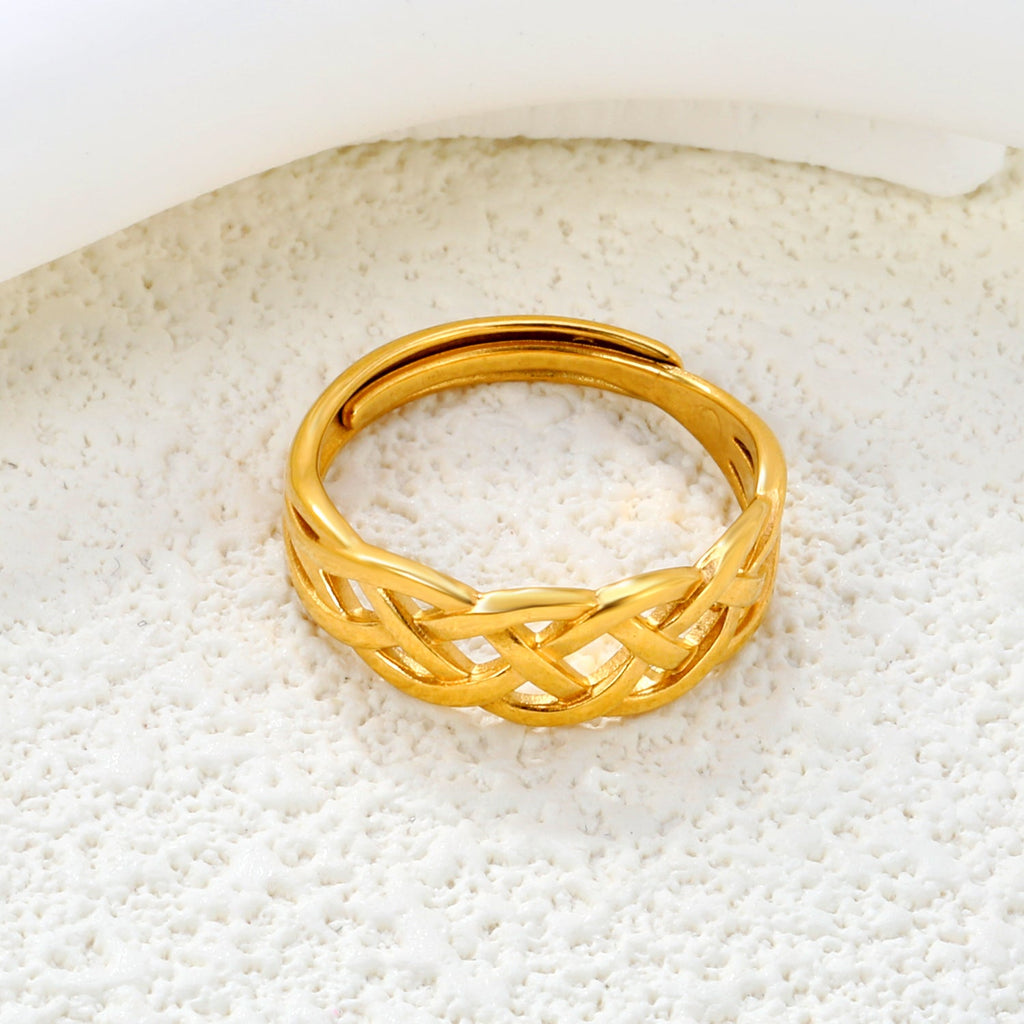 Weave Cross Lines Gold Ring