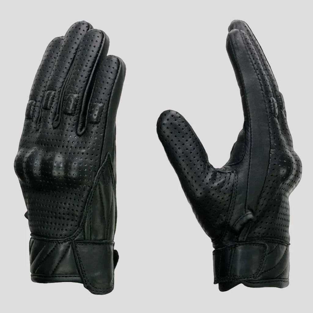 Open Road Men's Perforated Armored Leather Motorcycle Gloves