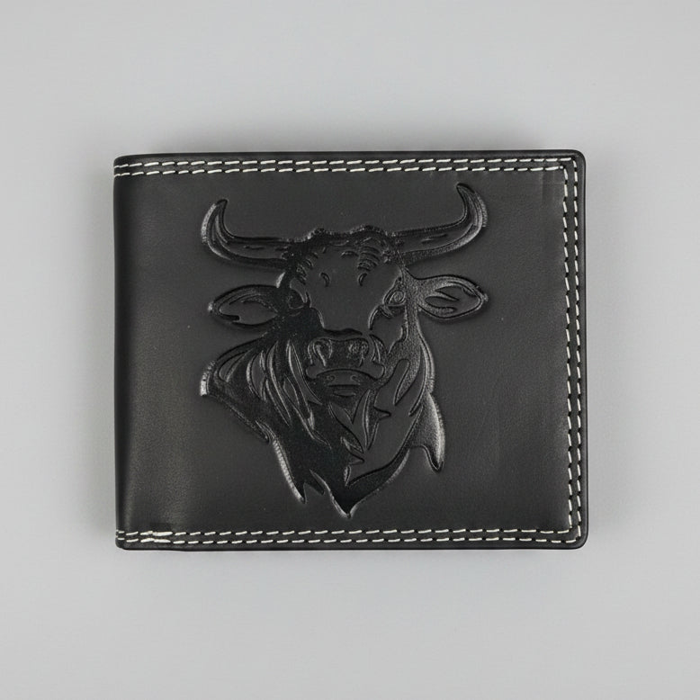 Men’s Steer Embossed Bifold Leather Wallet