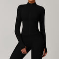 Women’s Long-Sleeve Zip-Up Yoga Jacket – Quick-Dry Sports & Workout Top