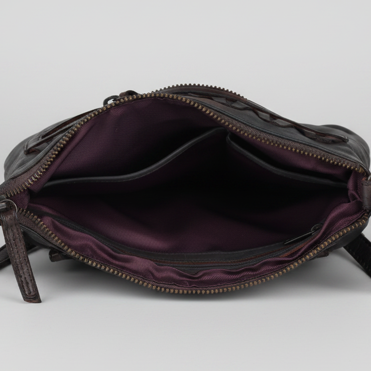 MET V Stitch Crossbody Leather Bag