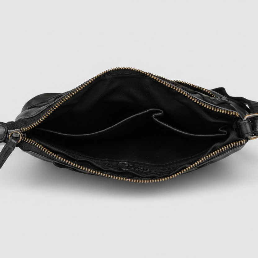 MET V Stitch Crossbody Leather Bag