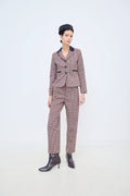 Small-Check Straight-Leg Trousers