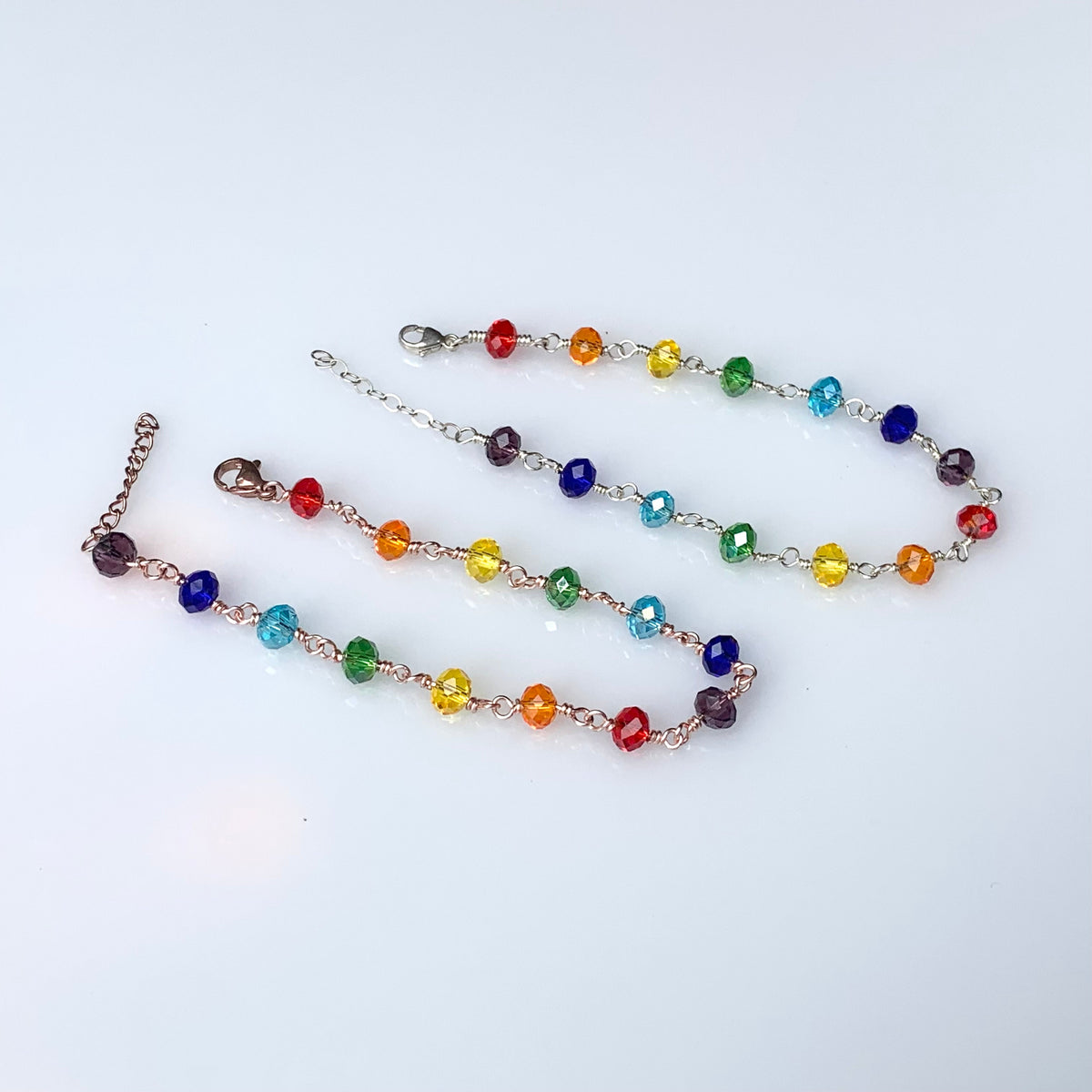 Chakra Bracelet in Sterling Silver — Handmade Glass Bead Energy Jewelry