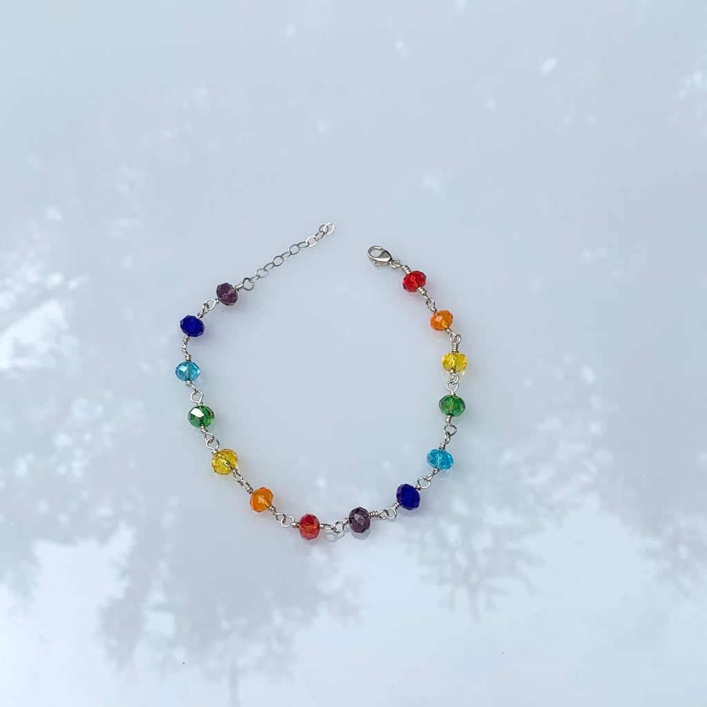 Chakra Bracelet in Sterling Silver — Handmade Glass Bead Energy Jewelry