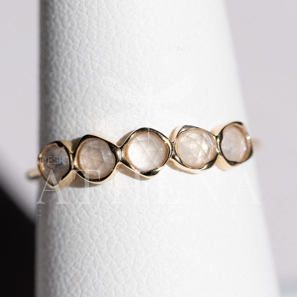 Moonstone Band Ring in 14K Yellow Gold