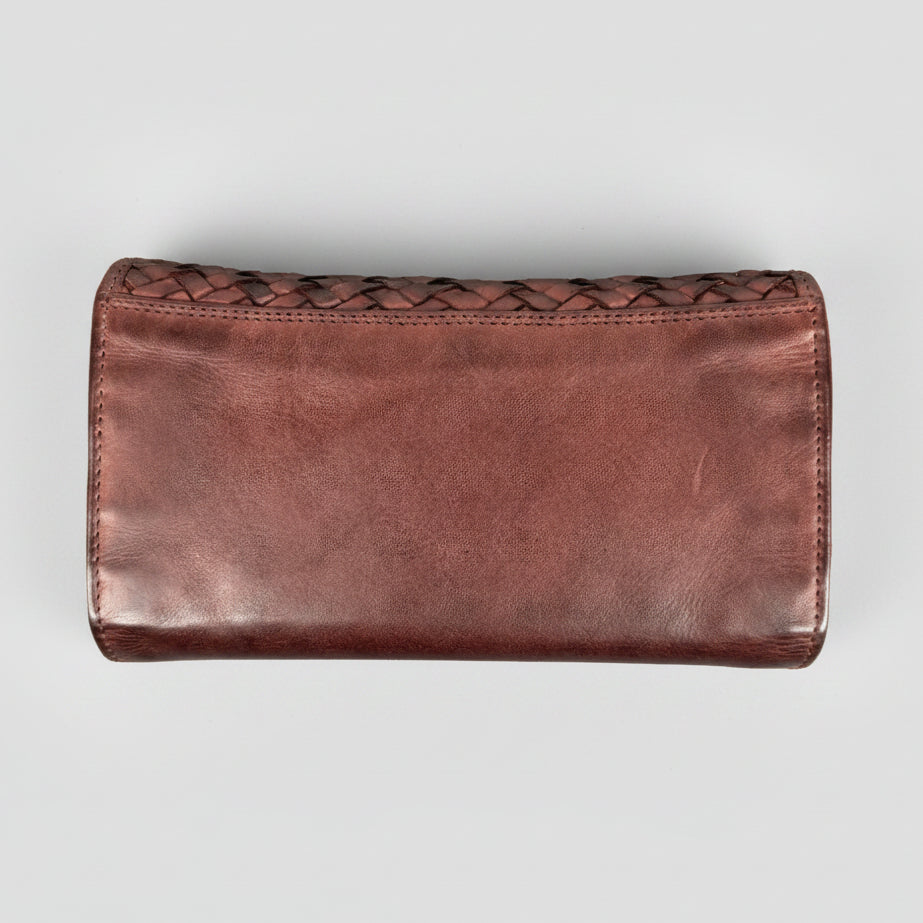 MET Women’s Leather Basket Weave Wallet. Artisan Woven Multi-Card Organizer