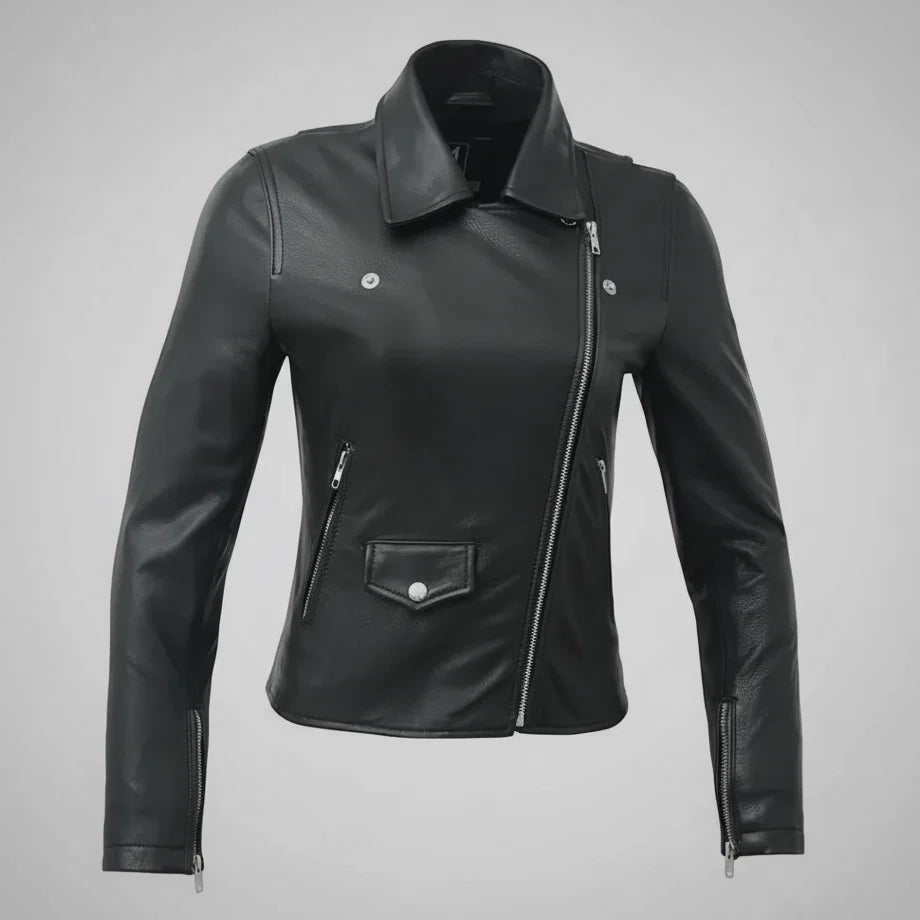 Women’s Lightweight Leather Fashion Jacket | Soft Naked Cowhide Casual Moto Style