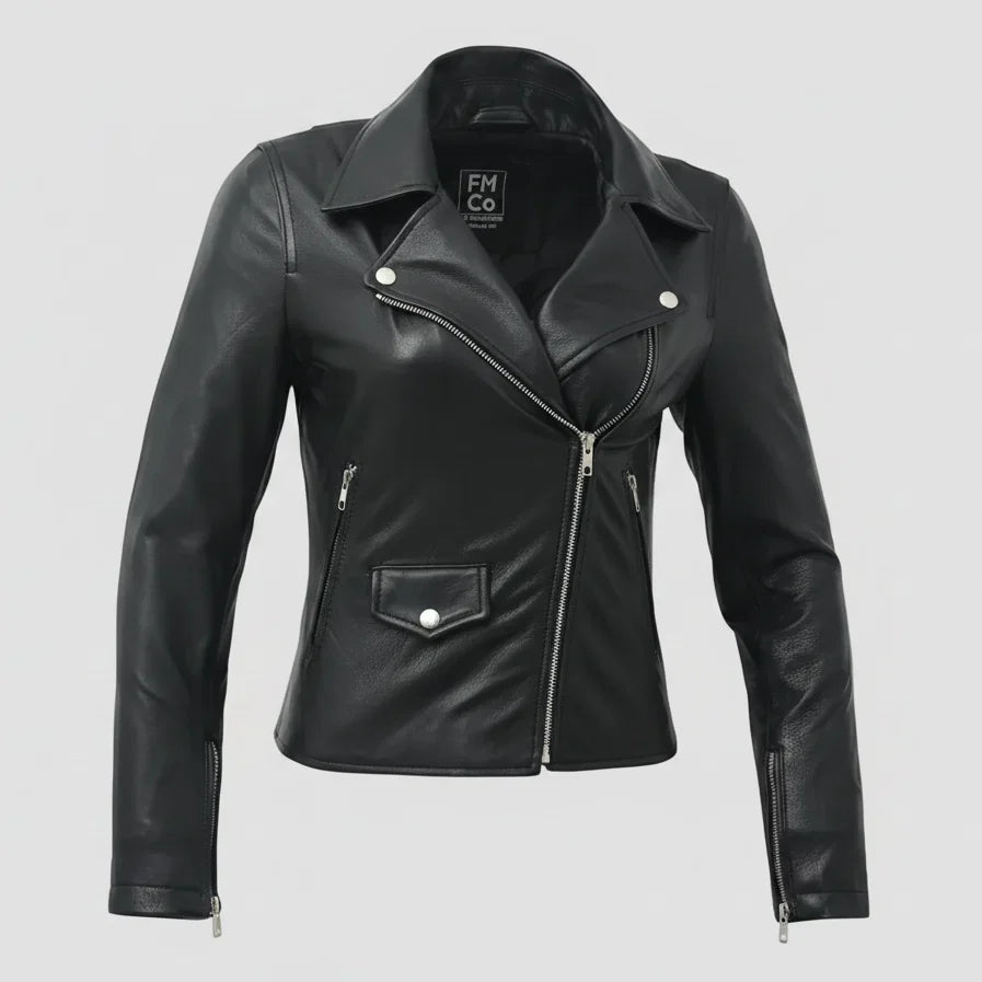Women’s Lightweight Leather Fashion Jacket | Soft Naked Cowhide Casual Moto Style