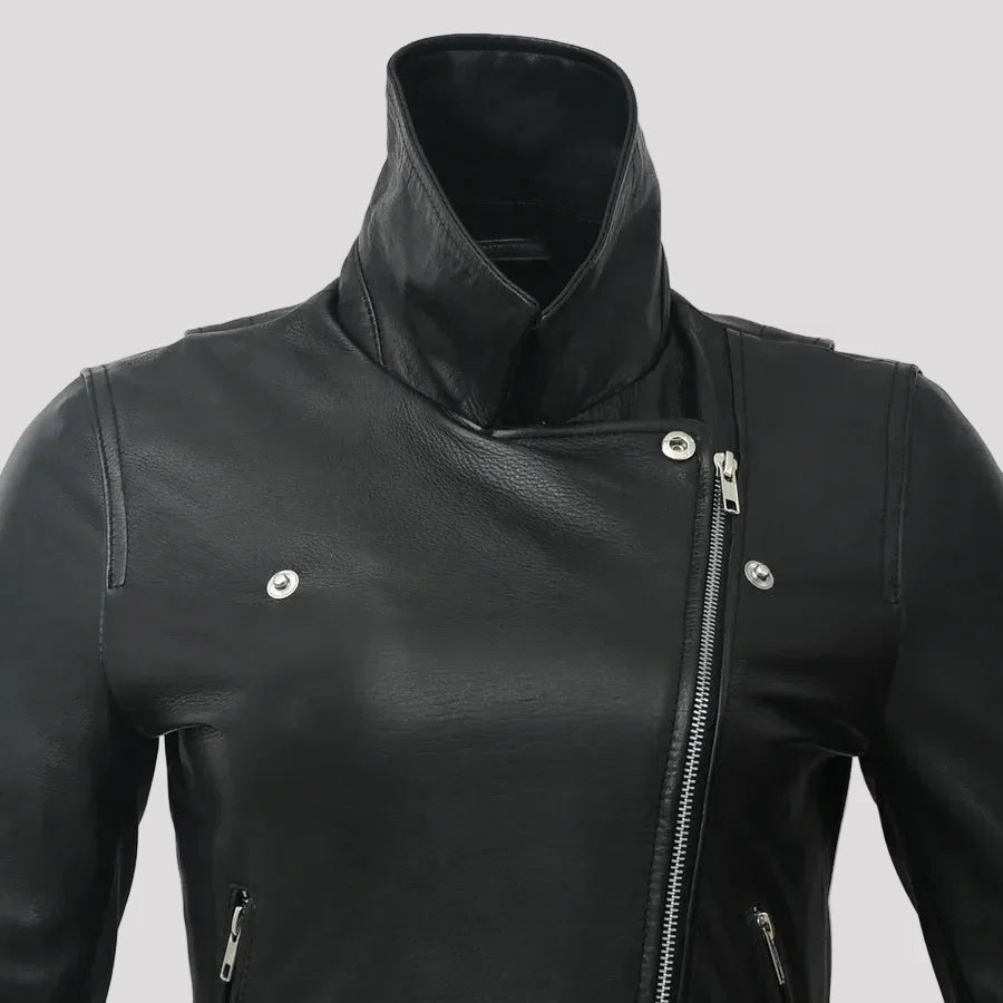 Women’s Lightweight Leather Fashion Jacket | Soft Naked Cowhide Casual Moto Style