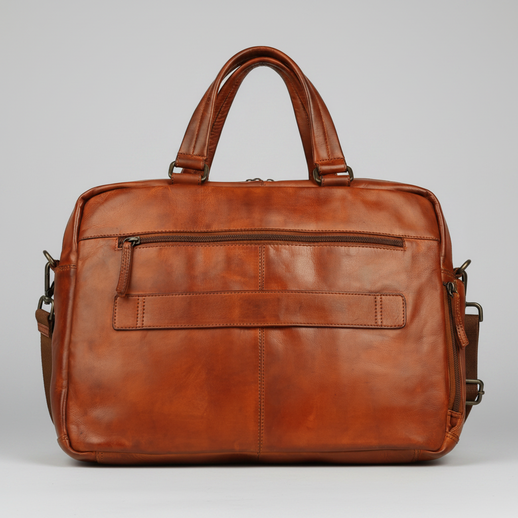MET Premium Leather Laptop Messenger Bag. Professional Dual-Pocket Executive Briefcase