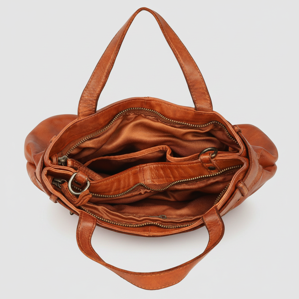 MET Premium Leather Shoulder Bag. Elegant Multi-Compartment Handbag