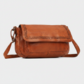 MET Leather Flap Crossbody Bag. Compact Messenger with Laser-Engraved Details