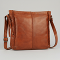 MET Premium Leather Crossbody Bag. Square Messenger with Woven Edge Details