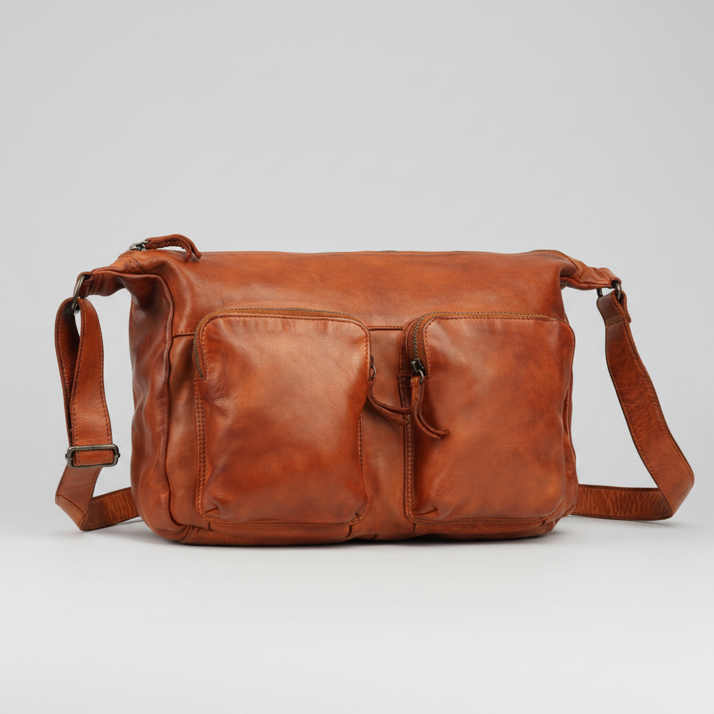 MET Premium Leather Crossbody Bag. Utility Organizer Messenger