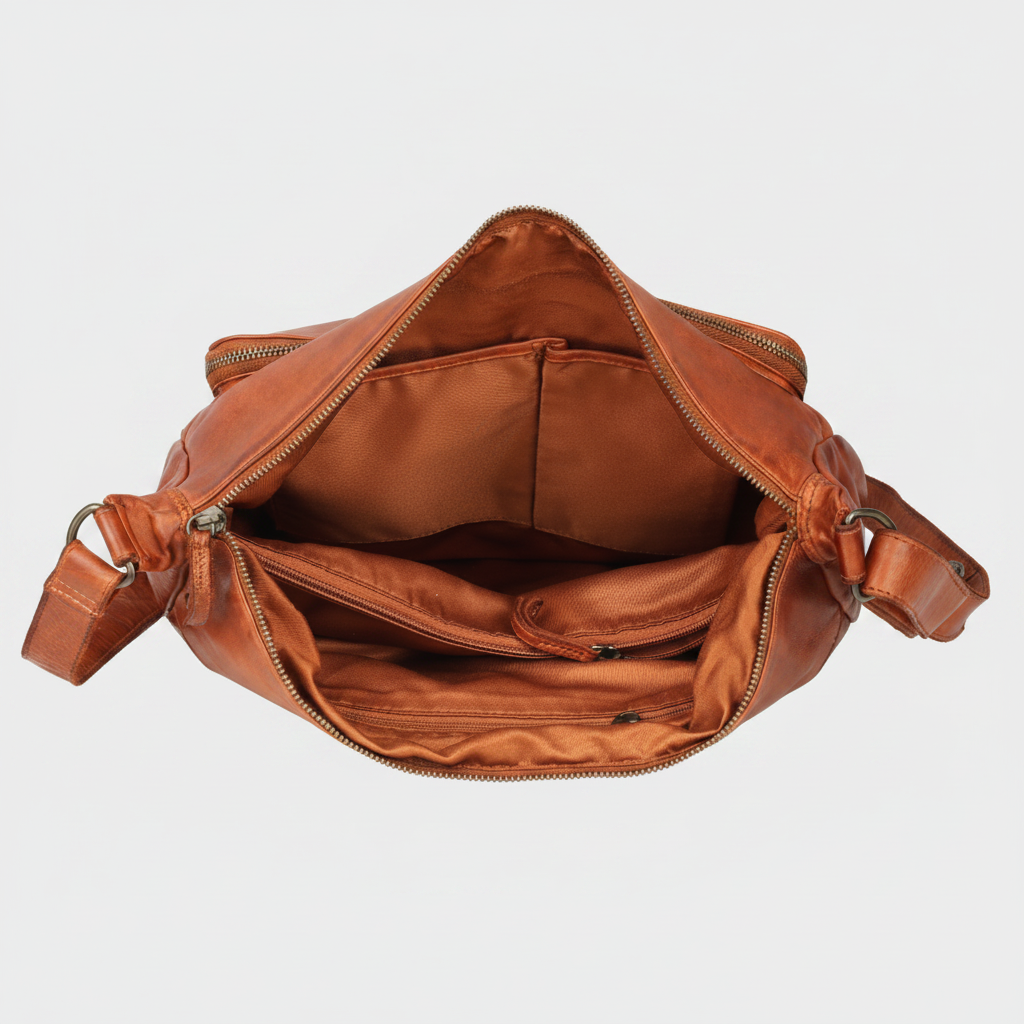 MET Premium Leather Crossbody Bag. Utility Organizer Messenger