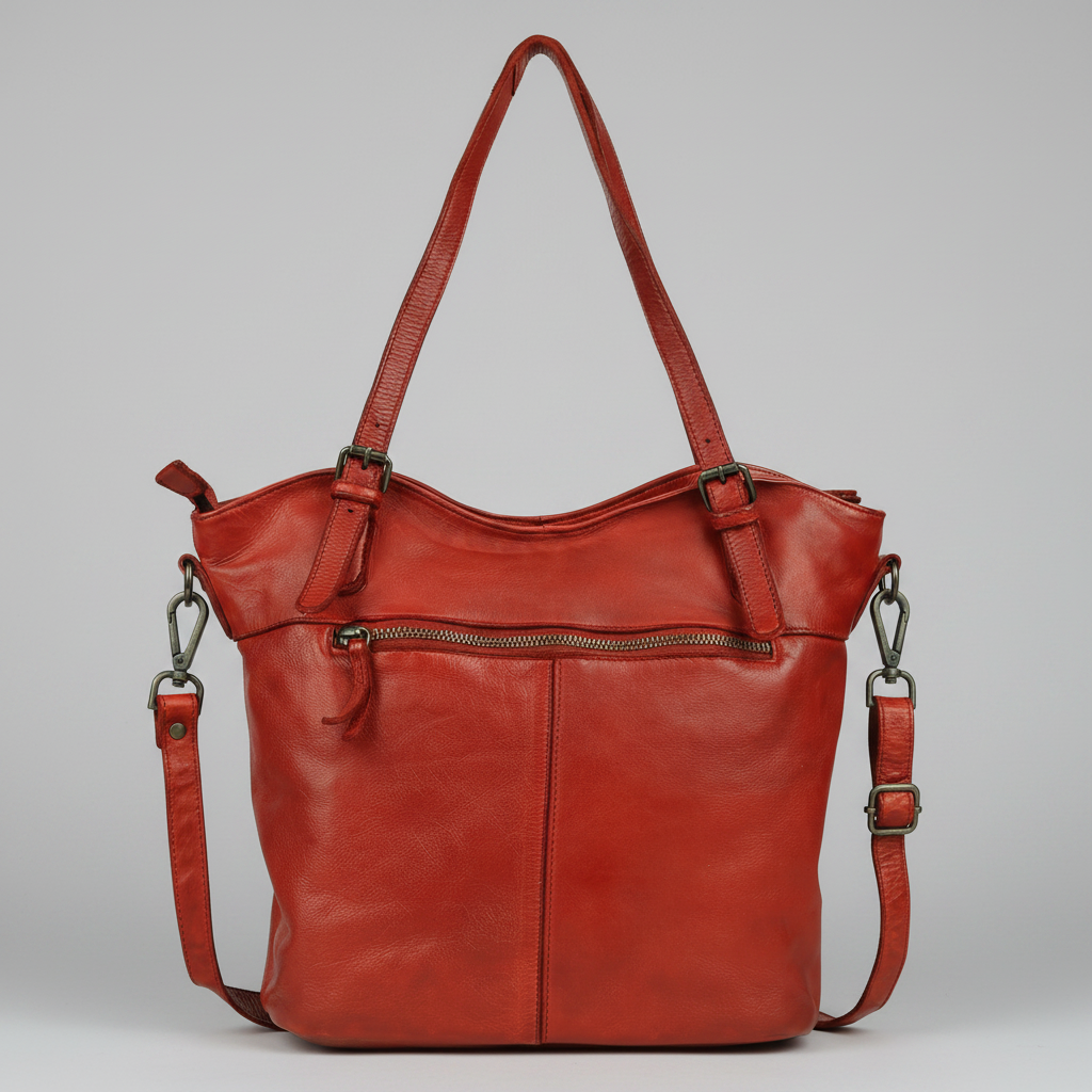 MET Leather Handbag for Women. Tote with Adjustable Dual Handles