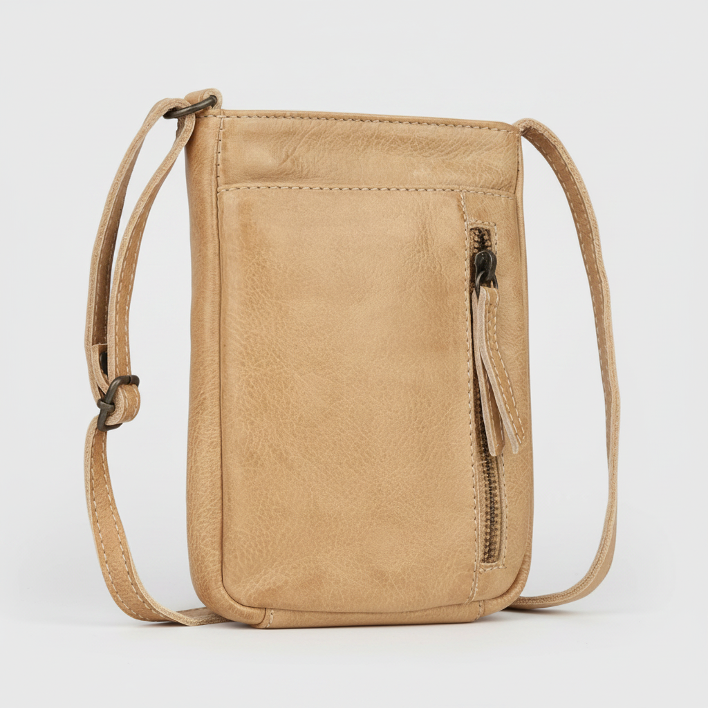 MET Premium Leather Small Crossbody Bag. Compact Urban Tech Pouch